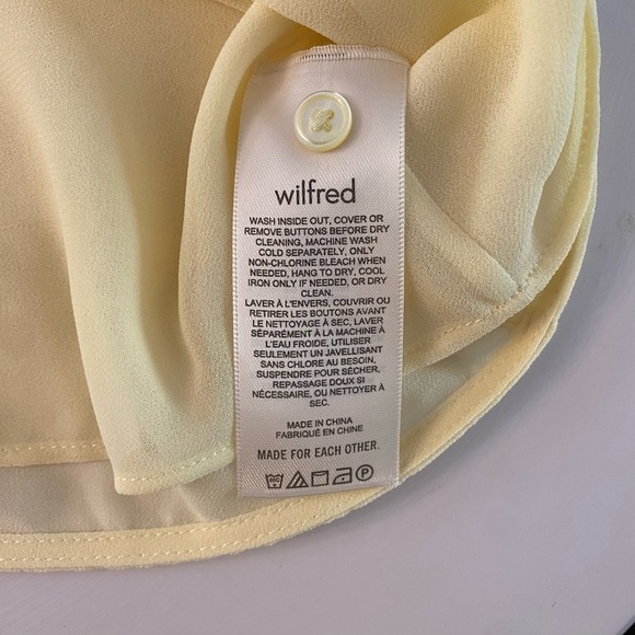 NWT Aritzia Wilfred Butter Yellow Button-Up Tuxedo Chiffon Fiji Blouse - Picture 9 of 13